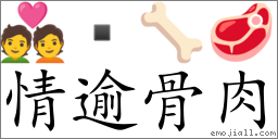 Emoji: 💑  🦴 🥩 , Text: 情逾骨肉